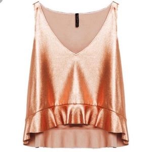 Zara Rose Gold Metallic Top